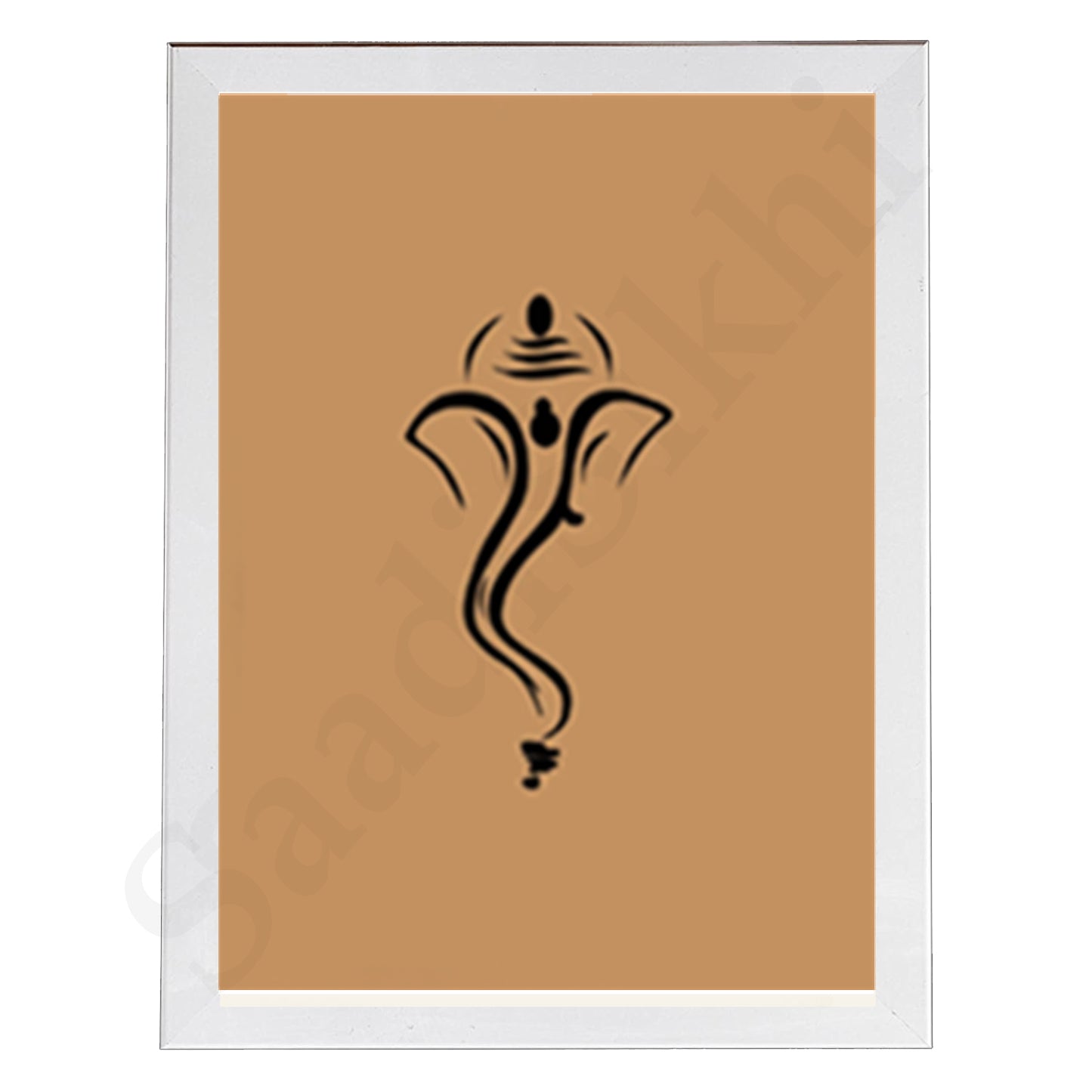 Abstract Modern Om Ganesha Minimalist Line Drawing Indian Hindu God Home Wall Decor I Boho Art I Simple Ganesha Puja Room Decor IIndian ArtI Wall Frame I with Self Adhesive Hook (SS-GJI-006)