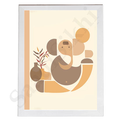 Abstract Modern Om Ganesha Minimalist Line Drawing Indian Hindu God Home Wall Decor I Boho Art I Simple Ganesha Puja Room Decor IIndian ArtI Wall Frame I with Self Adhesive Hook (SS-GJI-022)
