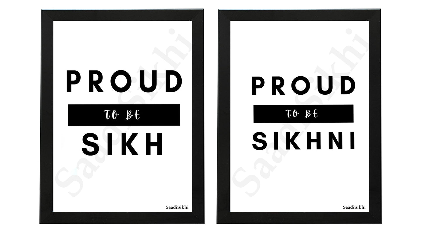 SaadiSikhi I SET OF 2 I SIKH or SIKHNI Punjabi Artwork Home Décor I Sikhi Bedroom Wall Art I Punjabi Gift I Housewarming I Punjabi gift I Wall Art Frame I with Self Adhesive Hook