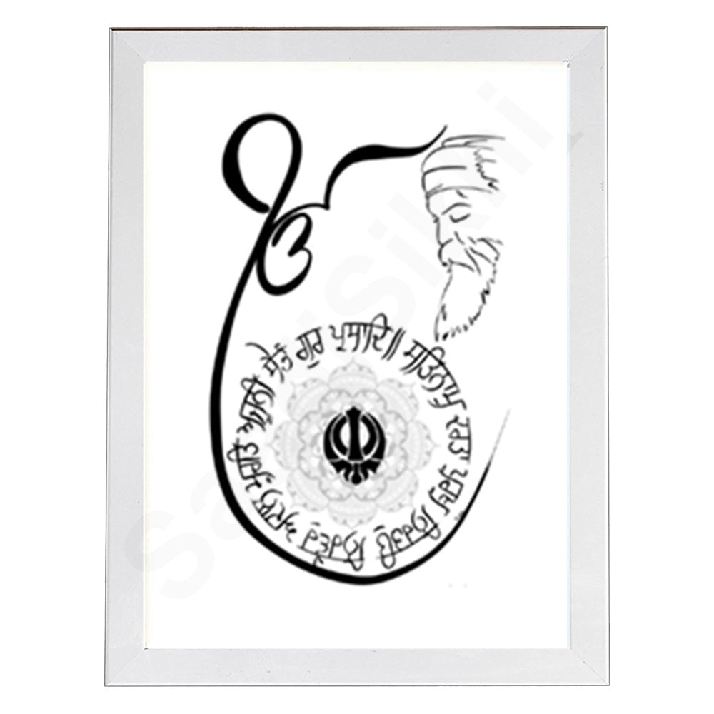 SaadiSikhi I Handwritten Circle Sikh Mool Mantar ekonkar I Japji Sahib Gurbani I SikhPrayer Punjabi I Punjabi Religious HomeDécor | Gurmukhi calligraphy I Wall Art Frame I with Self Adhesive Hook