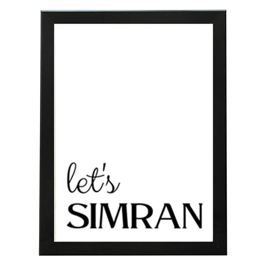 SaadiSikhi I Let's Simran, Religious Wall Art, Monochrome Simran Corner Print, Pooja Room or Kids Bedroom Sikh Quotes Wall Art, Sikh Religious Gift | Sikh Home Decor I with Self Adhesive Hook
