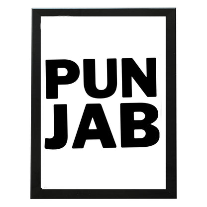 SaadiSikhi I Punjab PUN JAB Hip-Hop Desi Indian Wall Poster Print I Sikh Wall Art I Typography Art I City Name Home Decor I Sikh Gift Ideas I Wall Art Frame I with Self Adhesive Hook
