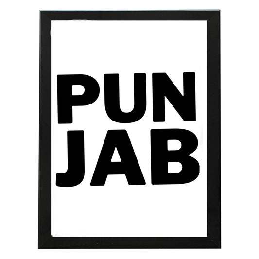 SaadiSikhi I Punjab PUN JAB Hip-Hop Desi Indian Wall Poster Print I Sikh Wall Art I Typography Art I City Name Home Decor I Sikh Gift Ideas I Wall Art Frame I with Self Adhesive Hook
