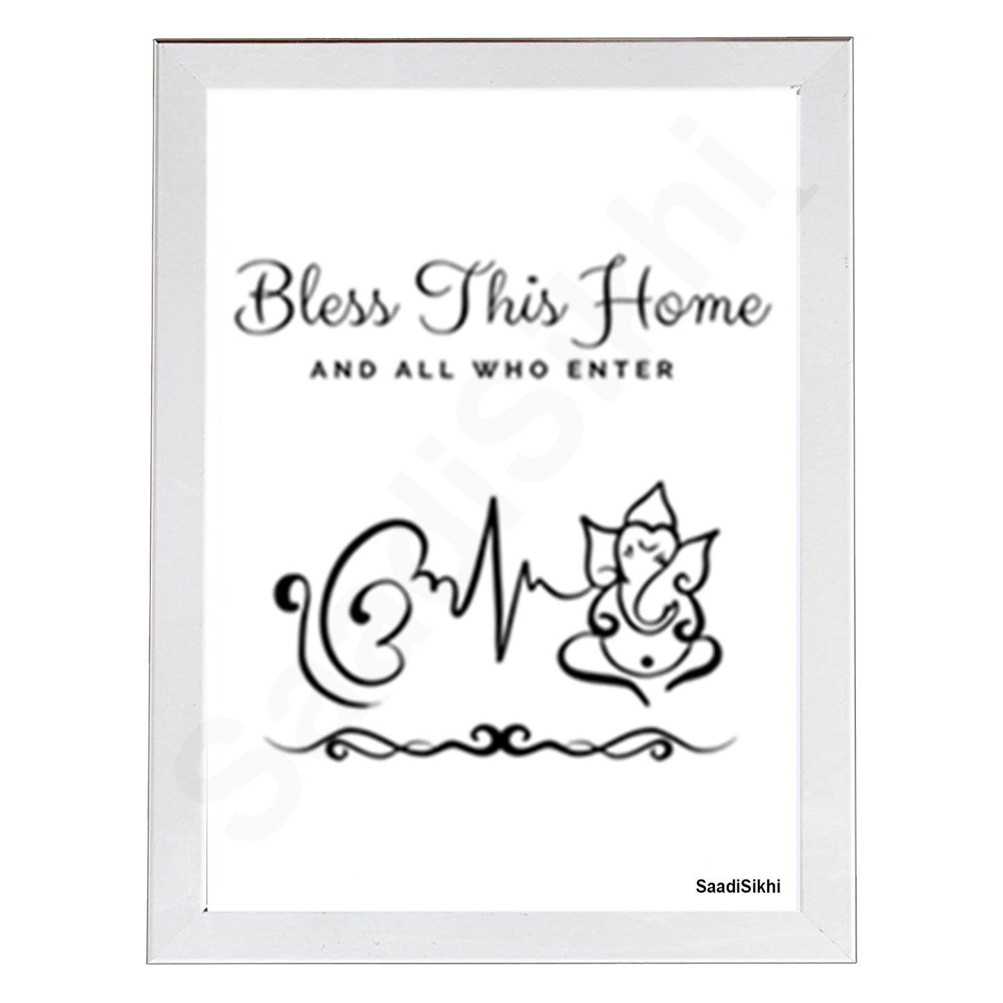 SaadiSikhi I Ek Onkar Bless This Home Art Print I Welcome Punjabi Entryway Sign I Housewarming I Sikh Home Decor I Wall Art Frame I with Self Adhesive Hook (SS-BTH-731) (Copy)