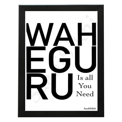 SaadiSikhi I WAHEGURU Quote I Quote Typography Print I Indian Punjabi Home Decor Sign I Entryway Decor I Inspirational Wall Art I Minimalistic Wall Art Frame I with Self Adhesive Hook