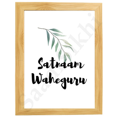 SaadiSikhi I "SATNAM WAHEGURU" - Wall Decor Prints For Home , Housewarming Gifts, Sikh Quotes I Sikh Gift Ideas I Premium Office Desk / Study Desk / Side Tables and Wall Gurbani Art Wall Frames I with Self Adhesive Hook