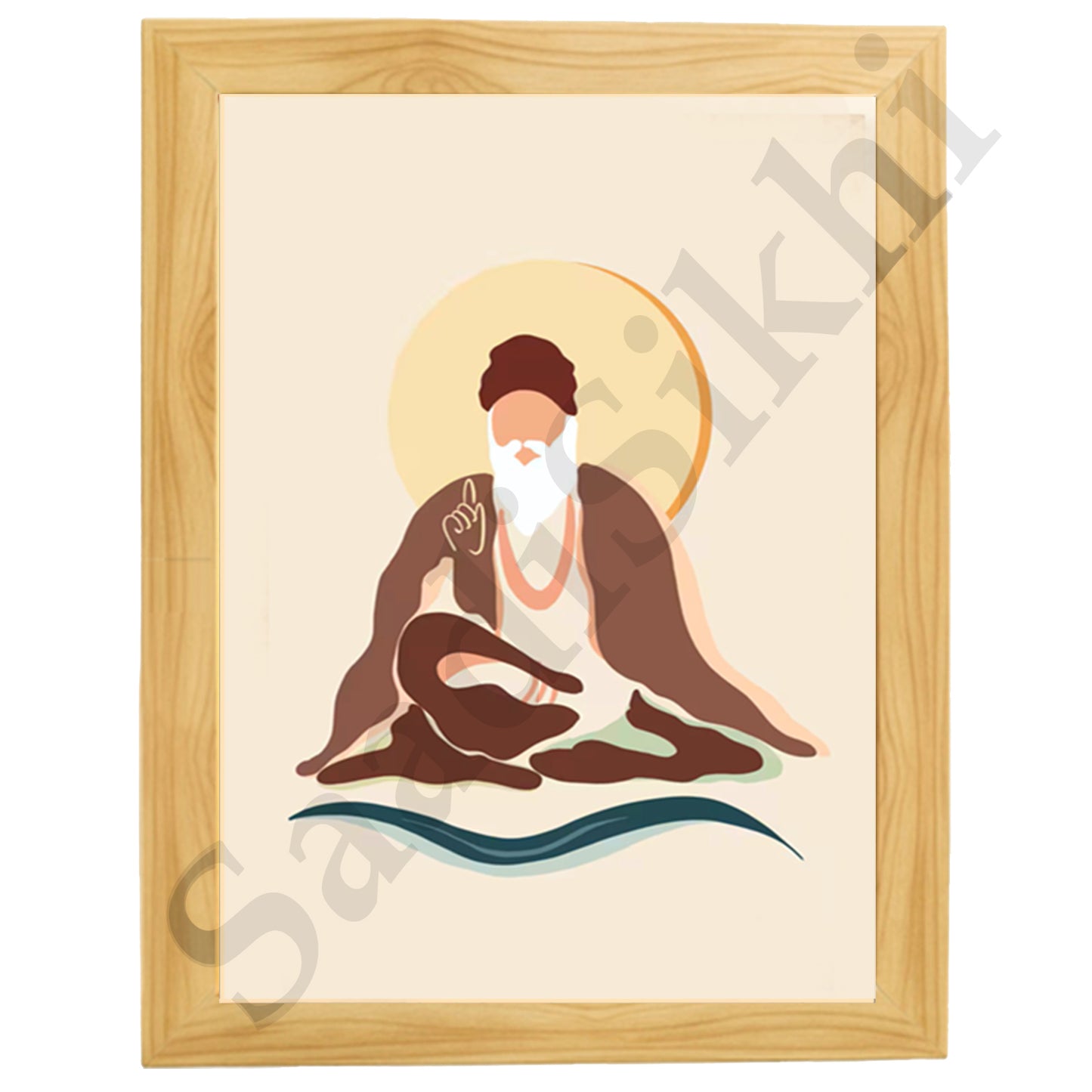 SaadiSikhi I "GURU NANAK DEV JI" - Wall Decor Prints For Home , Housewarming Gifts, Sikh Quotes I Sikh Gift Ideas I Premium Office Desk / Study Desk / Side Tables and Wall Gurbani Art Wall Frames I with Self Adhesive Hook