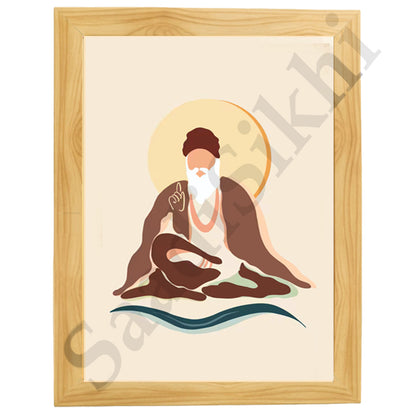 SaadiSikhi I "GURU NANAK DEV JI" - Wall Decor Prints For Home , Housewarming Gifts, Sikh Quotes I Sikh Gift Ideas I Premium Office Desk / Study Desk / Side Tables and Wall Gurbani Art Wall Frames I with Self Adhesive Hook