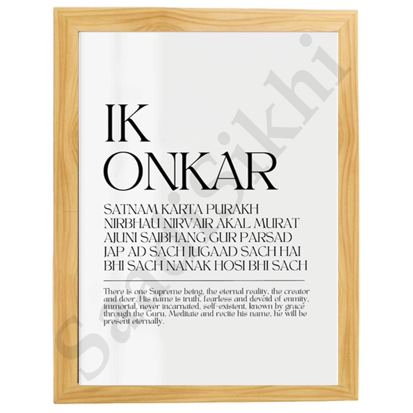 SaadiSikhi I "Mool Mantar in English with Meaning" - Wall Decor Prints For Home , Housewarming Gifts, Sikh Quotes I Sikh Gift Ideas I Premium Office Desk / Study Desk / Side Tables and Wall Gurbani Art Wall Frames I with Self Adhesive Hook