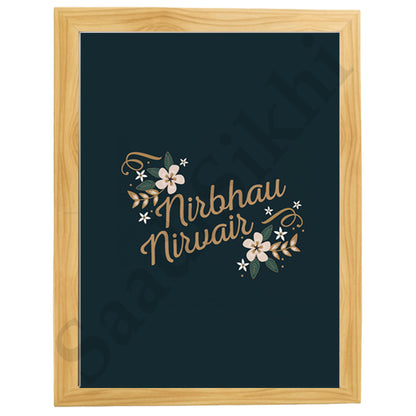 SaadiSikhi I "Nirbhau Nirvair" - Wall Decor Prints For Home , Housewarming Gifts, Sikh Quotes I Sikh Gift Ideas I Premium Office Desk / Study Desk / Side Tables and Wall Gurbani Art Wall Frames I with Self Adhesive Hook