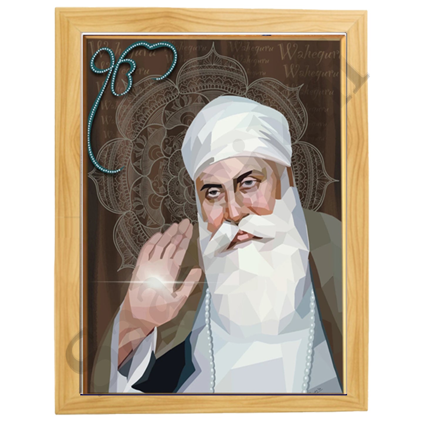 SaadiSikhi I "GURU NANAK DEV JI" - Wall Decor Prints For Home , Housewarming Gifts, Sikh Quotes I Sikh Gift Ideas I Premium Office Desk / Study Desk / Side Tables and Wall Gurbani Art Wall Frames I with Self Adhesive Hook