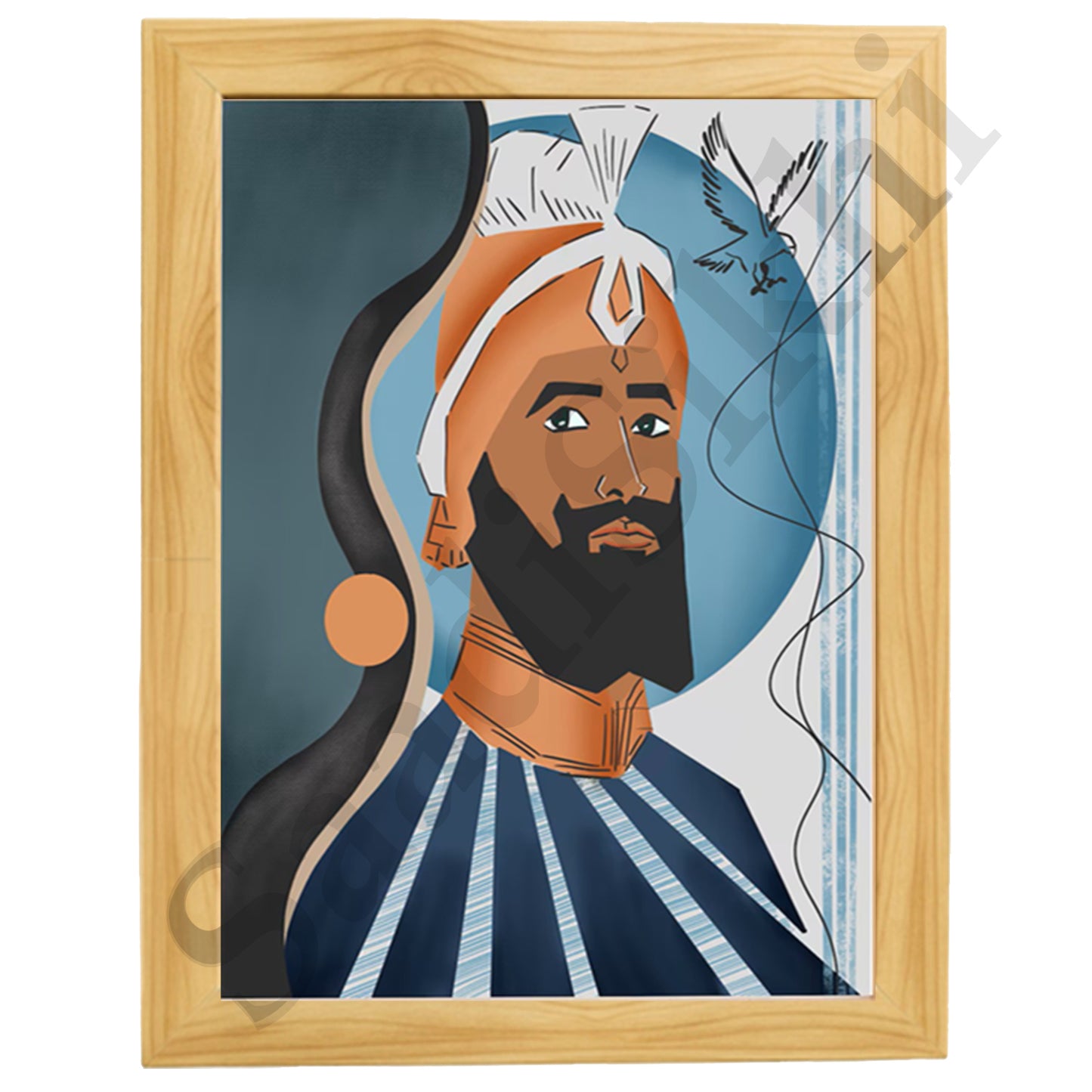 SaadiSikhi I "Guru Gobind Singh Ji" - Wall Decor Prints For Home , Housewarming Gifts, Sikh Quotes I Sikh Gift Ideas I Premium Office Desk / Study Desk / Side Tables and Wall Gurbani Art Wall Frames I with Self Adhesive Hook