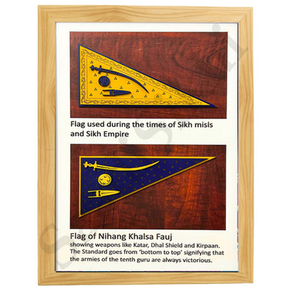 SaadiSikhi I "Khalsa Flag Wood" - Wall Decor Prints For Home , Housewarming Gifts, Sikh Quotes I Sikh Gift Ideas I Premium Office Desk / Study Desk / Side Tables and Wall Gurbani Art Wall Frames I with Self Adhesive Hook