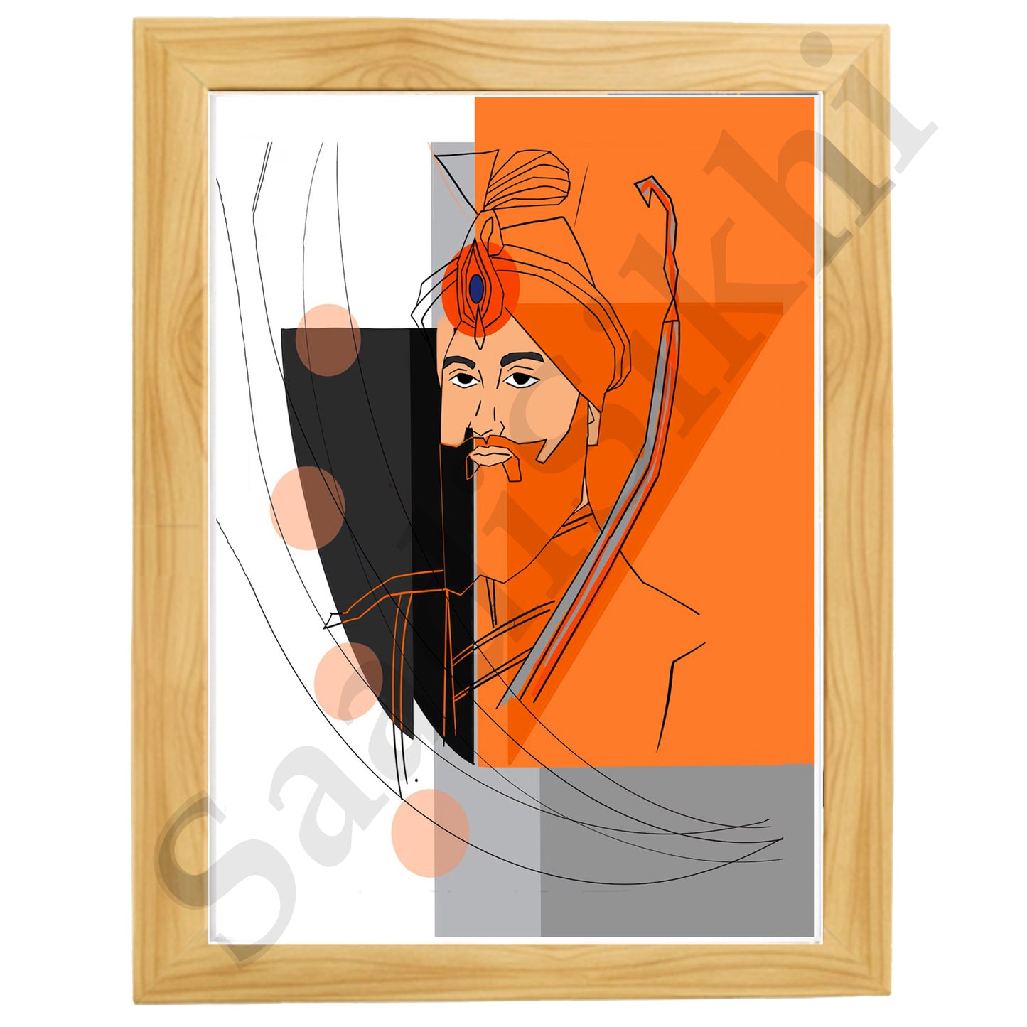 SaadiSikhi I "Guru Gobind Singh Ji" - Wall Decor Prints For Home , Housewarming Gifts, Sikh Quotes I Sikh Gift Ideas I Premium Office Desk / Study Desk / Side Tables and Wall Gurbani Art Wall Frames I with Self Adhesive Hook
