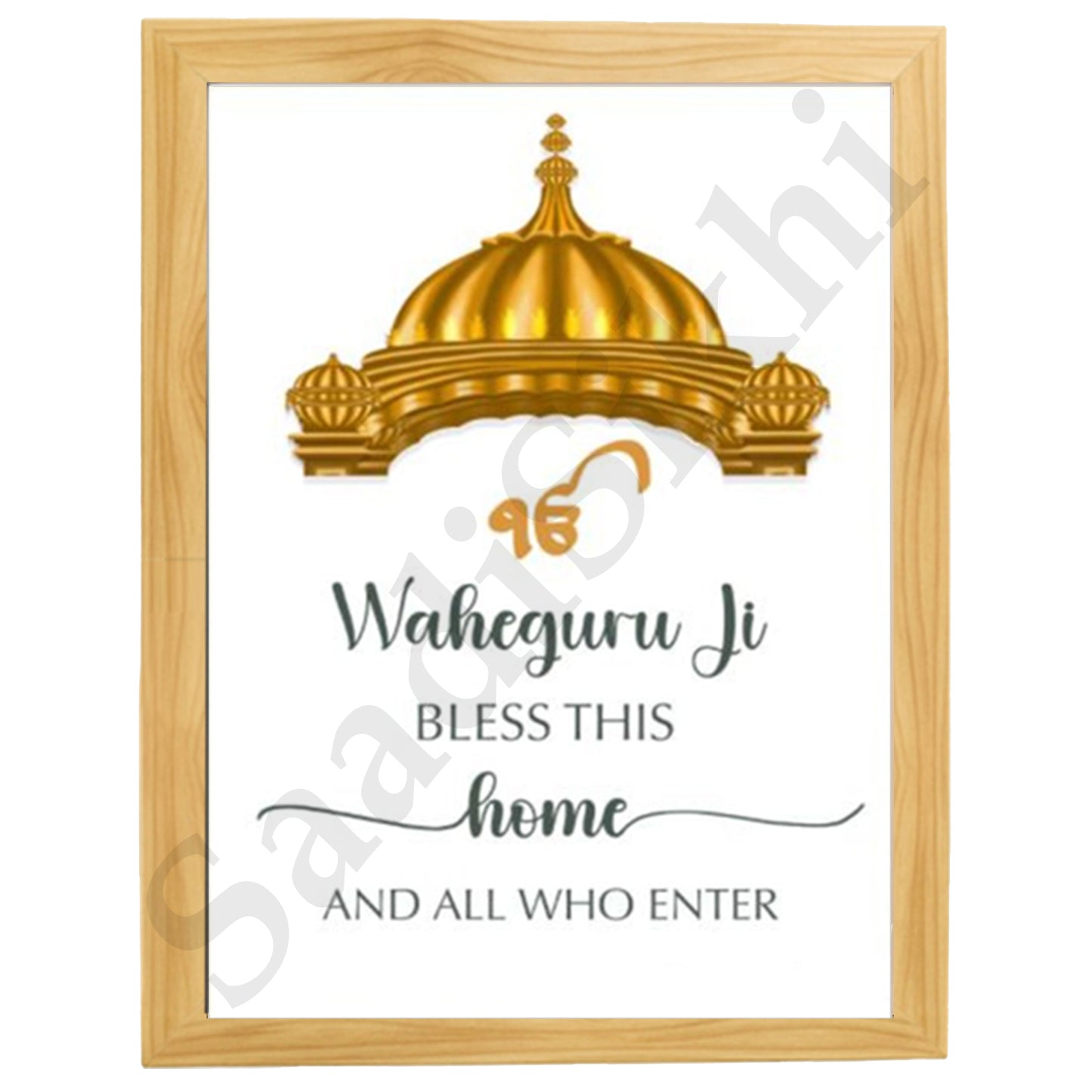 SaadiSikhi I "Waheguru Bless This Home" - Wall Decor Prints For Home , Housewarming Gifts, Sikh Quotes I Sikh Gift Ideas I Premium Office Desk / Study Desk / Side Tables and Wall Gurbani Art Wall Frames I with Self Adhesive Hook