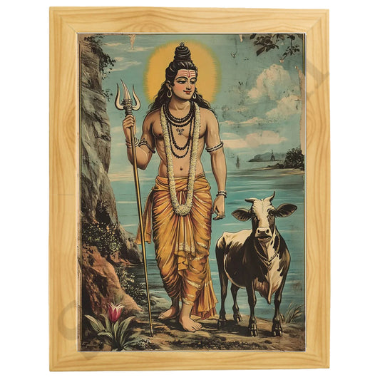 Lord Shiva Hindu Art, Spiritual wall Art, Indian Gods I Indian Art I Wall Frame I with Self Adhesive Hook  (SS-SHIV-501)