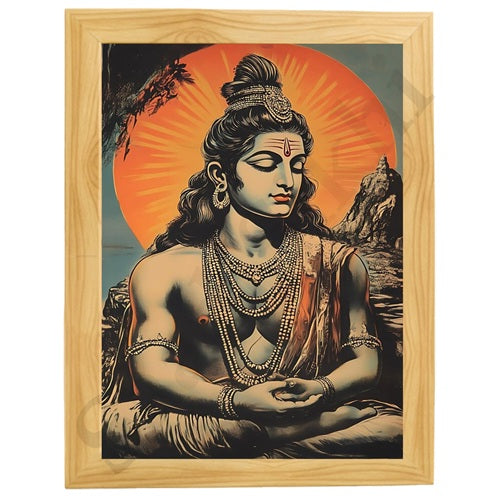 Lord Shiva Hindu Art, Spiritual wall Art, Indian Gods I Indian Art I Wall Frame I with Self Adhesive Hook  (SS-SHIV-503)