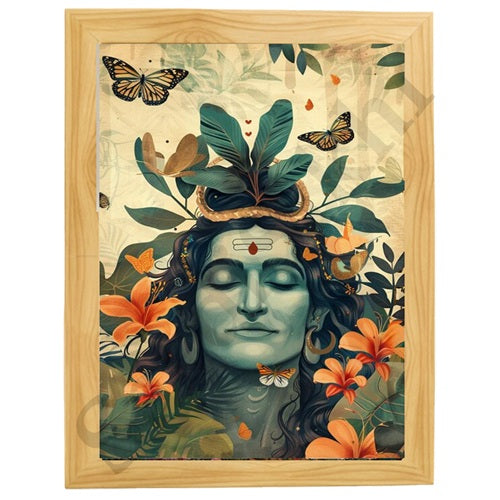 Lord Shiva Hindu Art, Spiritual wall Art, Indian Gods I Indian Art I Wall Frame I with Self Adhesive Hook  (SS-SHIV-505)