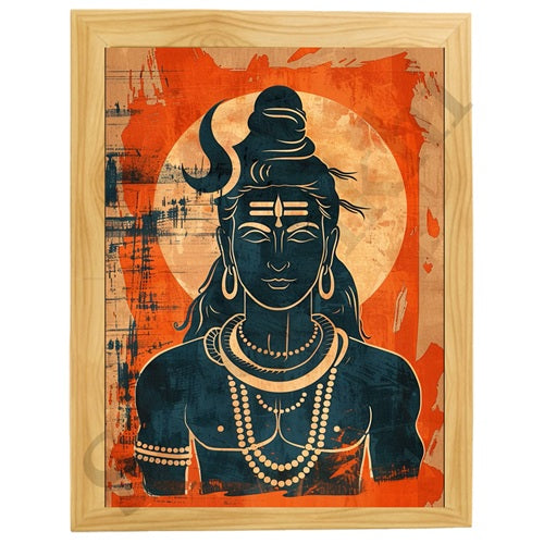 Lord Shiva Hindu Art, Spiritual wall Art, Indian Gods I Indian Art I Wall Frame I with Self Adhesive Hook  (SS-SHIV-506)