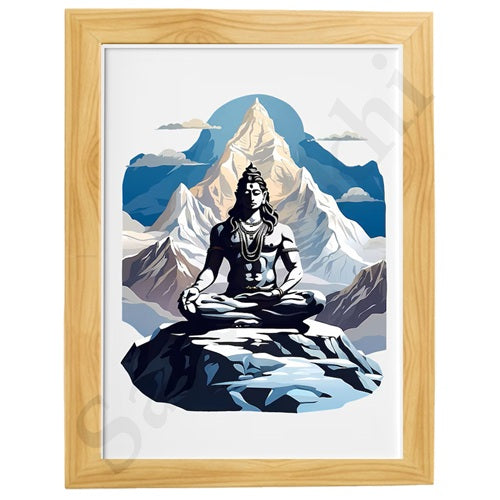 Lord Shiva Hindu Art, Spiritual wall Art, Indian Gods I Indian Art I Wall Frame I with Self Adhesive Hook  (SS-SHIV-102)