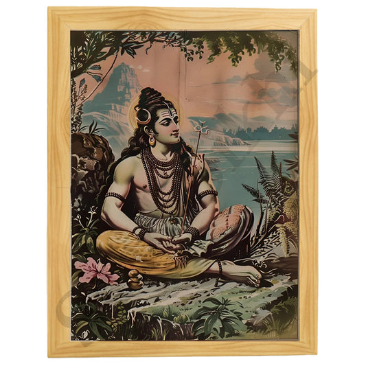 Lord Shiva Hindu Art, Spiritual wall Art, Indian Gods I Indian Art I Wall Frame I with Self Adhesive Hook  (SS-SHIV-508)