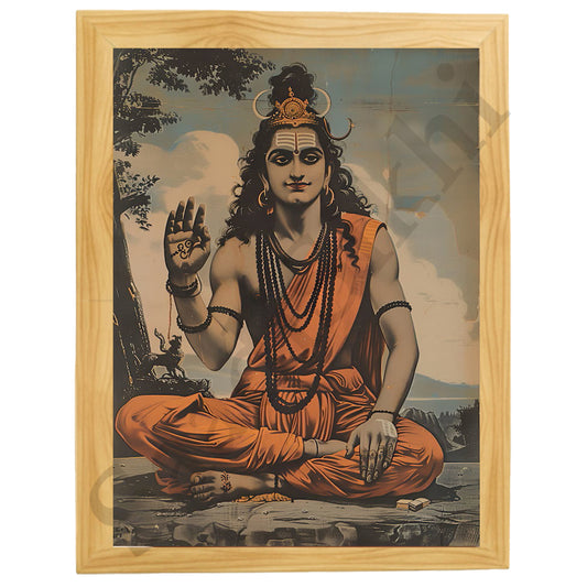 Lord Shiva Hindu Art, Spiritual wall Art, Indian Gods I Indian Art I Wall Frame I with Self Adhesive Hook  (SS-SHIV-507)