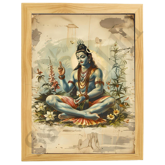 Lord Shiva Hindu Art, Spiritual wall Art, Indian Gods I Indian Art I Wall Frame I with Self Adhesive Hook  (SS-SHIV-509)