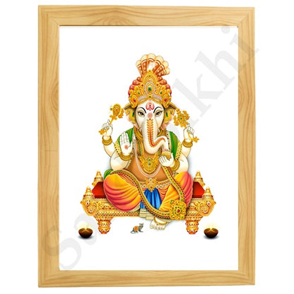 Abstract Modern Om Ganesha Minimalist Line Drawing Indian Hindu God Home Wall Decor I Boho Art I Simple Ganesha Puja Room Decor IIndian ArtI Wall Frame I with Self Adhesive Hook (SS-GJI-027)