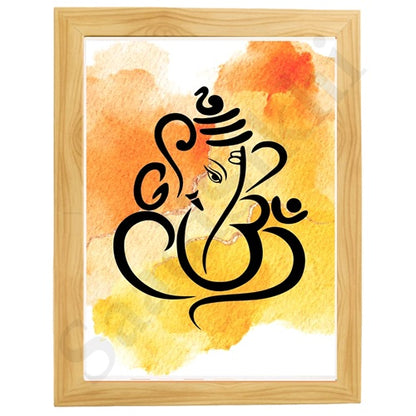 Abstract Modern Om Ganesha Minimalist Line Drawing Indian Hindu God Home Wall Decor I Boho Art I Simple Ganesha Puja Room Decor IIndian ArtI Wall Frame I with Self Adhesive Hook (SS-GJI-011)