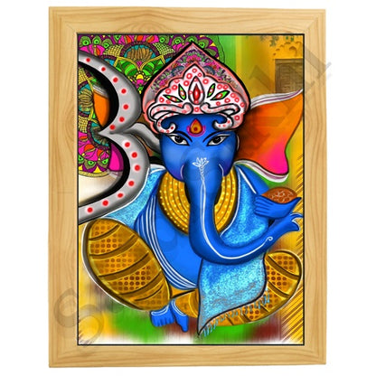 Colorful Madhubani Indian God Ganesha print I Meditation art decor I Yoga studio | Colorful wall decor I Indian Art I Wall Frame I with Self Adhesive Hook