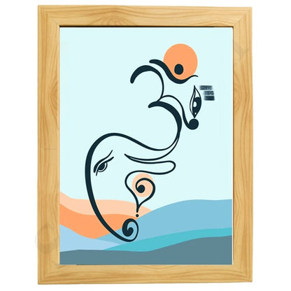 Abstract Modern Om Ganesha Minimalist Line Drawing Indian Hindu God Home Wall Decor I Boho Art I Simple Ganesha Puja Room Decor IIndian ArtI Wall Frame I with Self Adhesive Hook (SS-GJI-019)