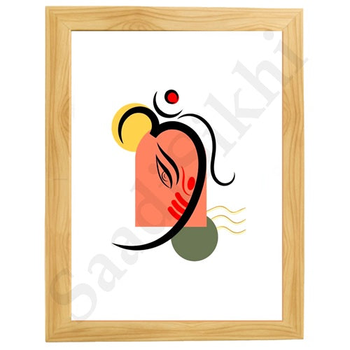 Abstract Modern Om Ganesha Minimalist Line Drawing Indian Hindu God Home Wall Decor I Boho Art I Simple Ganesha Puja Room Decor IIndian ArtI Wall Frame I with Self Adhesive Hook (SS-GJI-010)