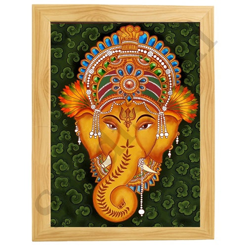 Abstract Modern Om Ganesha Minimalist Line Drawing Indian Hindu God Home Wall Decor I Boho Art I Simple Ganesha Puja Room Decor IIndian ArtI Wall Frame I with Self Adhesive Hook (SS-GJI-014)