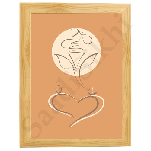 Abstract Modern Om Ganesha Minimalist Line Drawing Indian Hindu God Home Wall Decor I Boho Art I Simple Ganesha Puja Room Decor IIndian ArtI Wall Frame I with Self Adhesive Hook (SS-GJI-021)