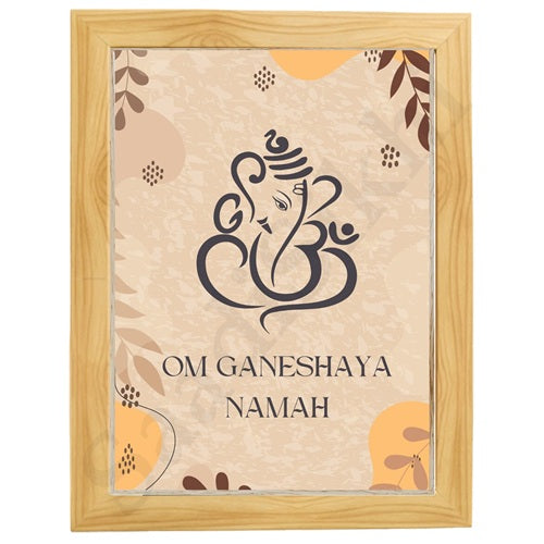 Abstract Modern Om Ganesha Minimalist Line Drawing Indian Hindu God Home Wall Decor I Boho Art I Simple Ganesha Puja Room Decor IIndian ArtI Wall Frame I with Self Adhesive Hook (SS-GJI-028)