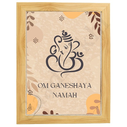 Abstract Modern Om Ganesha Minimalist Line Drawing Indian Hindu God Home Wall Decor I Boho Art I Simple Ganesha Puja Room Decor IIndian ArtI Wall Frame I with Self Adhesive Hook (SS-GJI-028)