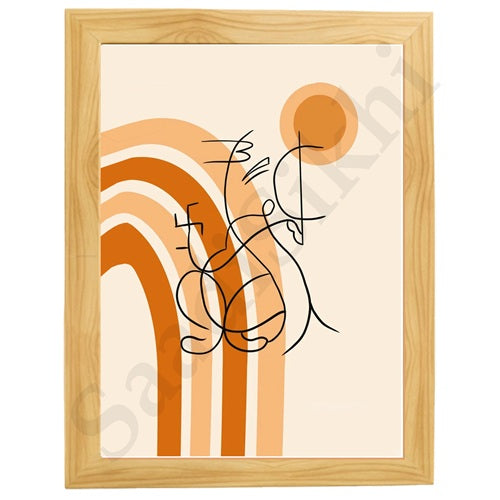 Abstract Modern Om Ganesha Minimalist Line Drawing Indian Hindu God Home Wall Decor I Boho Art I Simple Ganesha Puja Room Decor IIndian ArtI Wall Frame I with Self Adhesive Hook (SS-GJI-025)