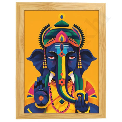 Colorful Madhubani Indian God Ganesha print I Meditation art decor I Yoga studio | Colorful wall decor I Indian Art I Wall Frame I with Self Adhesive Hook