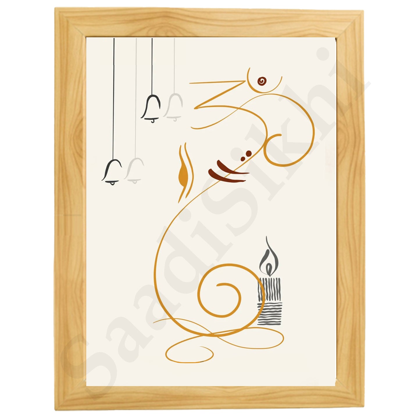 Abstract Modern Om Ganesha Minimalist Line Drawing Indian Hindu God Home Wall Decor I Boho Art I Simple Ganesha Puja Room Decor IIndian ArtI Wall Frame I with Self Adhesive Hook (SS-GJI-018)