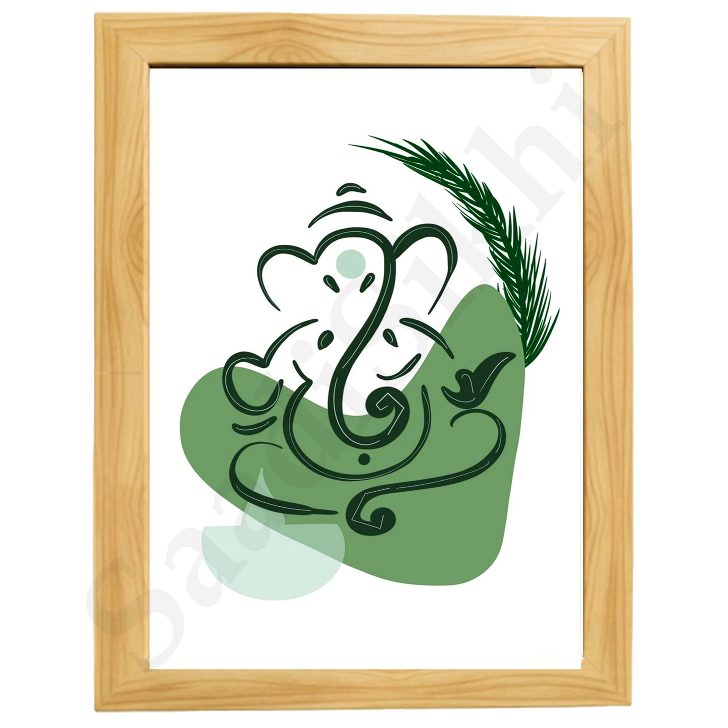 Abstract Modern Om Ganesha Minimalist Line Drawing Indian Hindu God Home Wall Decor I Boho Art I Simple Ganesha Puja Room Decor IIndian ArtI Wall Frame I with Self Adhesive Hook (SS-GJI-003)