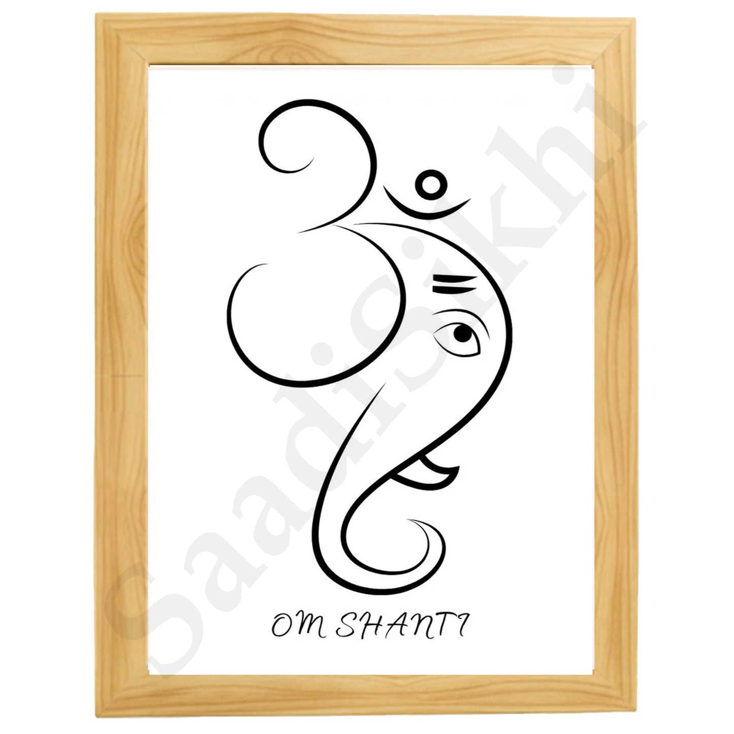 Abstract Modern Om Ganesha Minimalist Line Drawing Indian Hindu God Home Wall Decor I Boho Art I Simple Ganesha Puja Room Decor IIndian ArtI Wall Frame I with Self Adhesive Hook (SS-GJI-007)