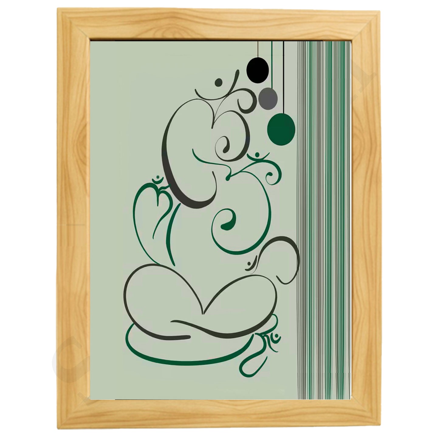Abstract Modern Om Ganesha Minimalist Line Drawing Indian Hindu God Home Wall Decor I Boho Art I Simple Ganesha Puja Room Decor IIndian ArtI Wall Frame I with Self Adhesive Hook (SS-GJI-012)