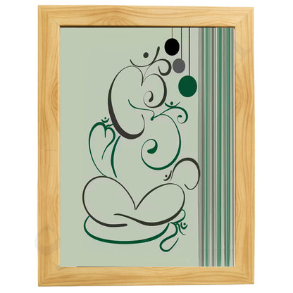 Abstract Modern Om Ganesha Minimalist Line Drawing Indian Hindu God Home Wall Decor I Boho Art I Simple Ganesha Puja Room Decor IIndian ArtI Wall Frame I with Self Adhesive Hook (SS-GJI-012)
