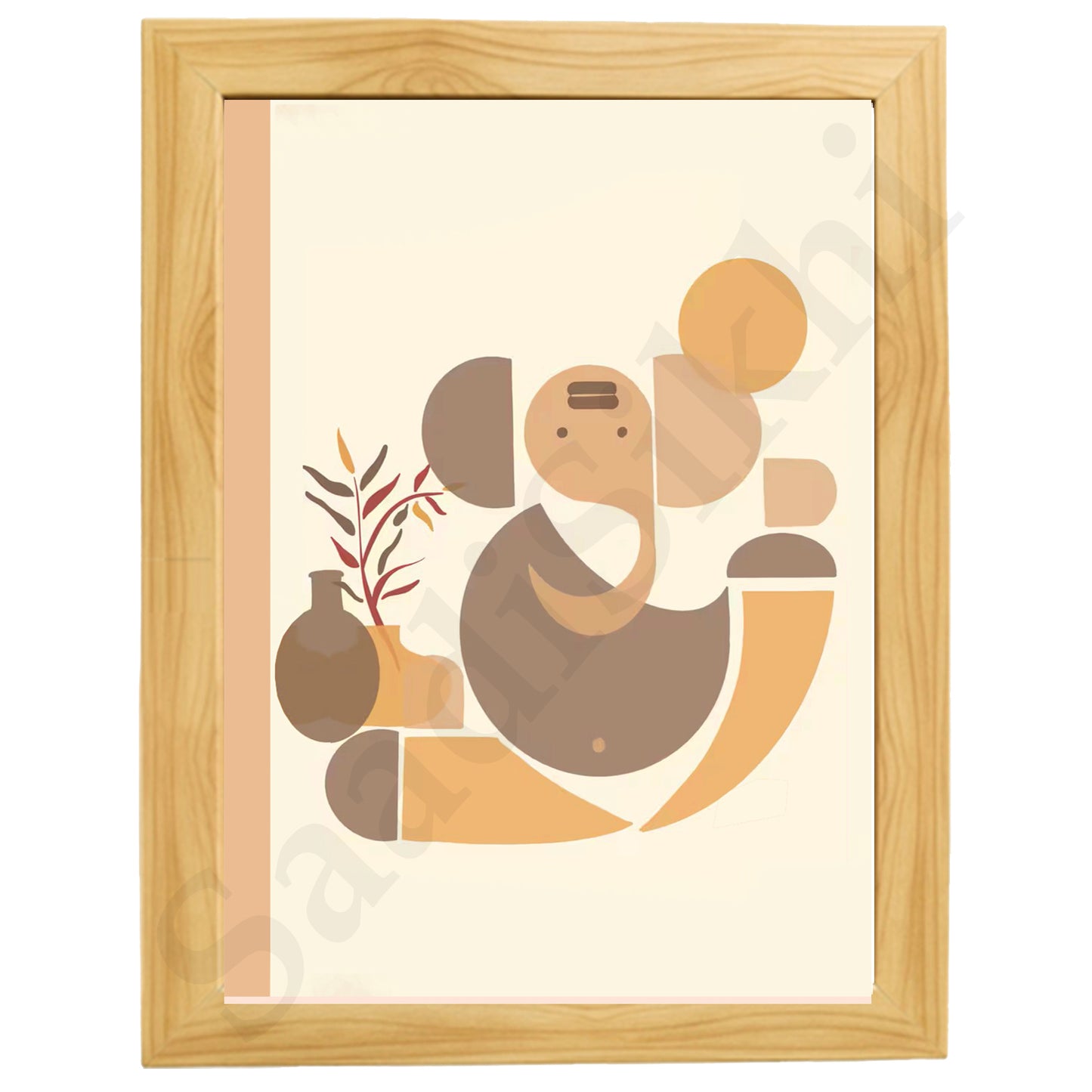 Abstract Modern Om Ganesha Minimalist Line Drawing Indian Hindu God Home Wall Decor I Boho Art I Simple Ganesha Puja Room Decor IIndian ArtI Wall Frame I with Self Adhesive Hook (SS-GJI-022)