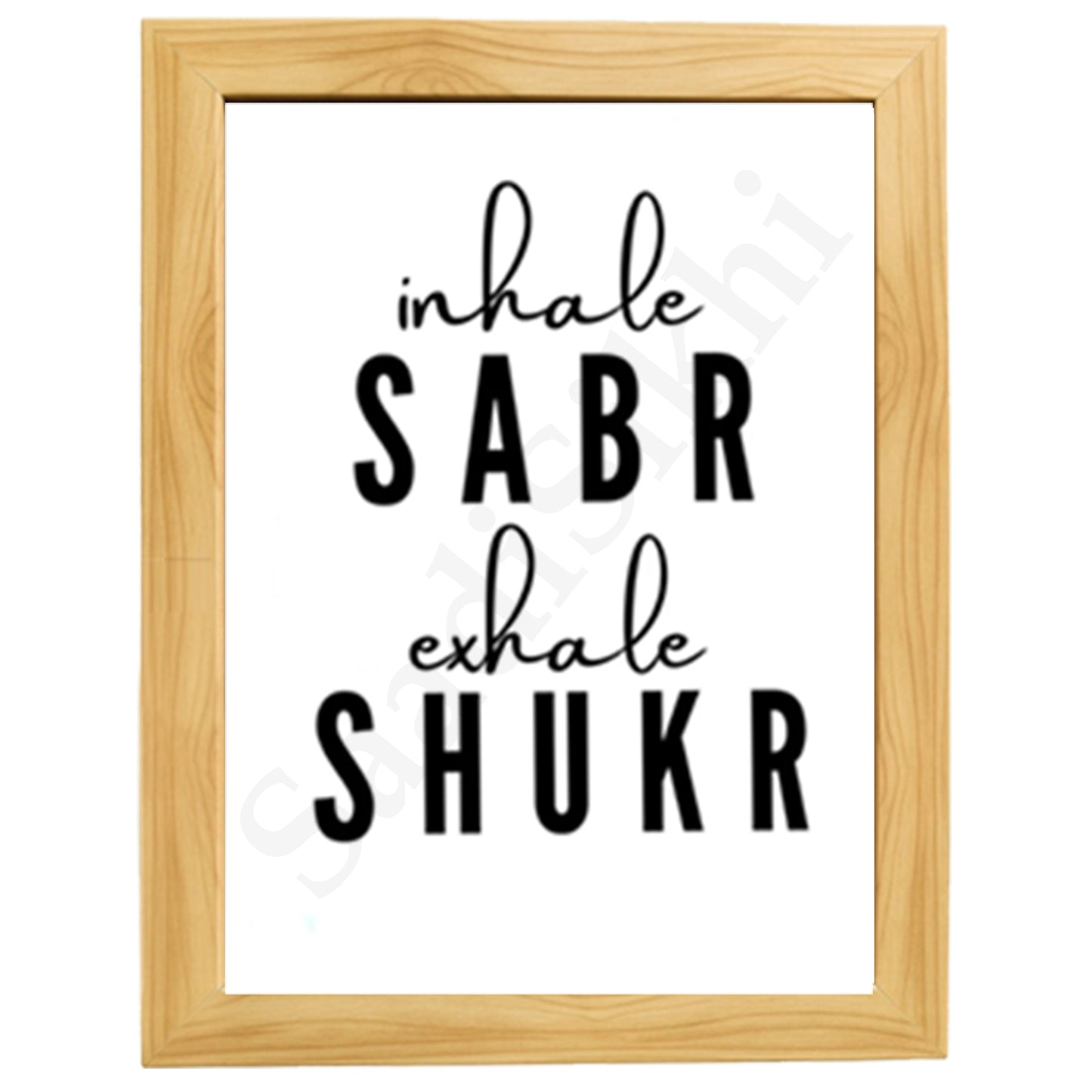 SaadiSikhi I Inhale Sabr Exhale Shukr Art Handwritten Punjabi Gurbani Quote Poster Print | Gurmukhi calligraphy | Sikh Religious Wall Art | Sikh Home Decor I Indian Home Decor I Wall Art Frame I with Self Adhesive Hook