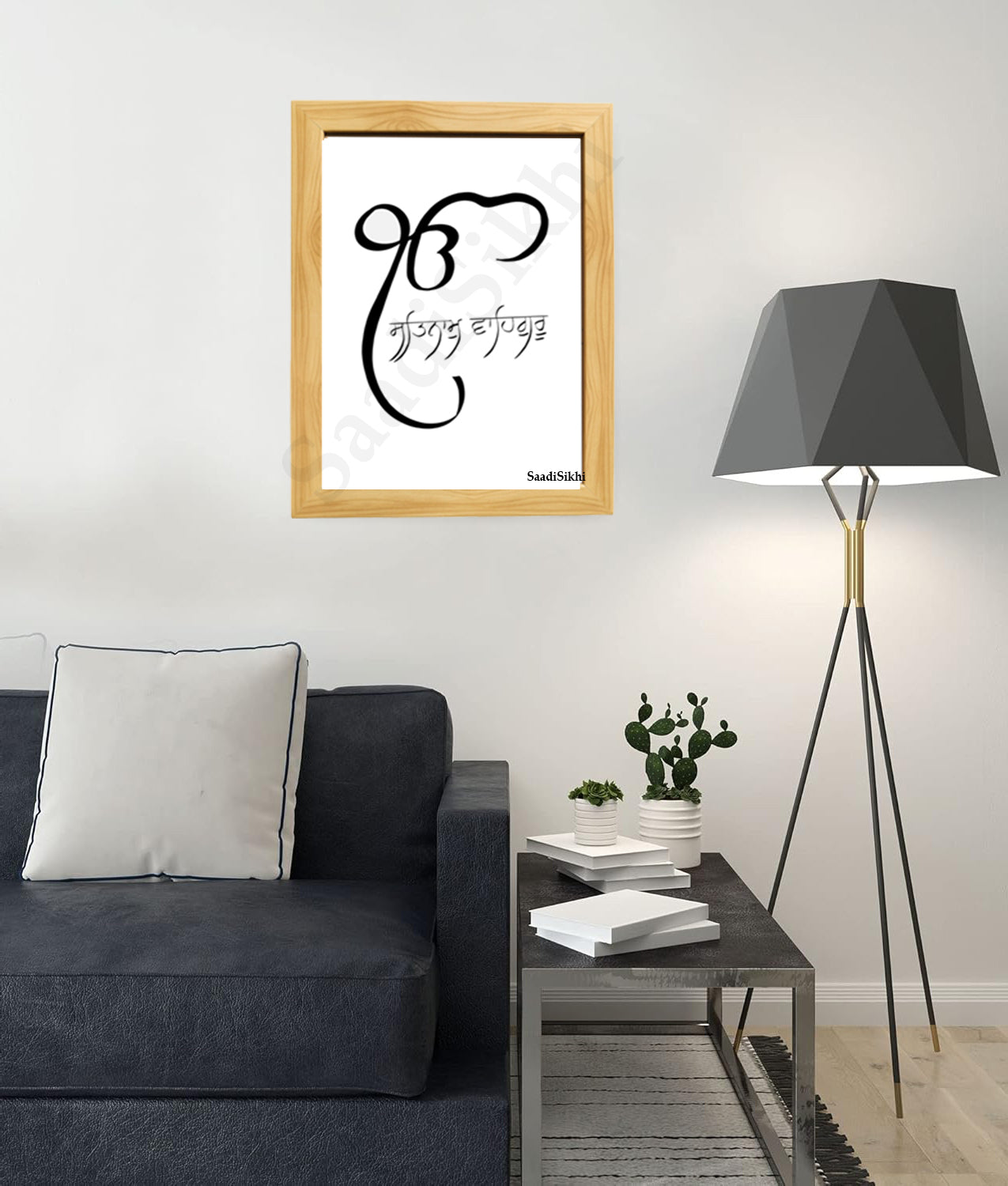 SaadiSikhi I Satnam Waheguru Quote I Quote Typography Print I Indian Punjabi Home Decor Sign I Entryway Decor I Inspirational Wall Art I Minimalistic Wall Art Frame I with Self Adhesive Hook (SS-S723)