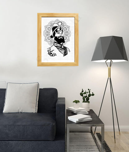 SaadiSikhi Guru Gobind Singh Maharaj ji Sketch Art Poster Print I Sikh God Wall ArtI Punjabi I Sikh Religious Home Wall Décor Sikhism I Sikhism I Wall Art Frame I with Self Adhesive Hook (SS-GGSJ03)