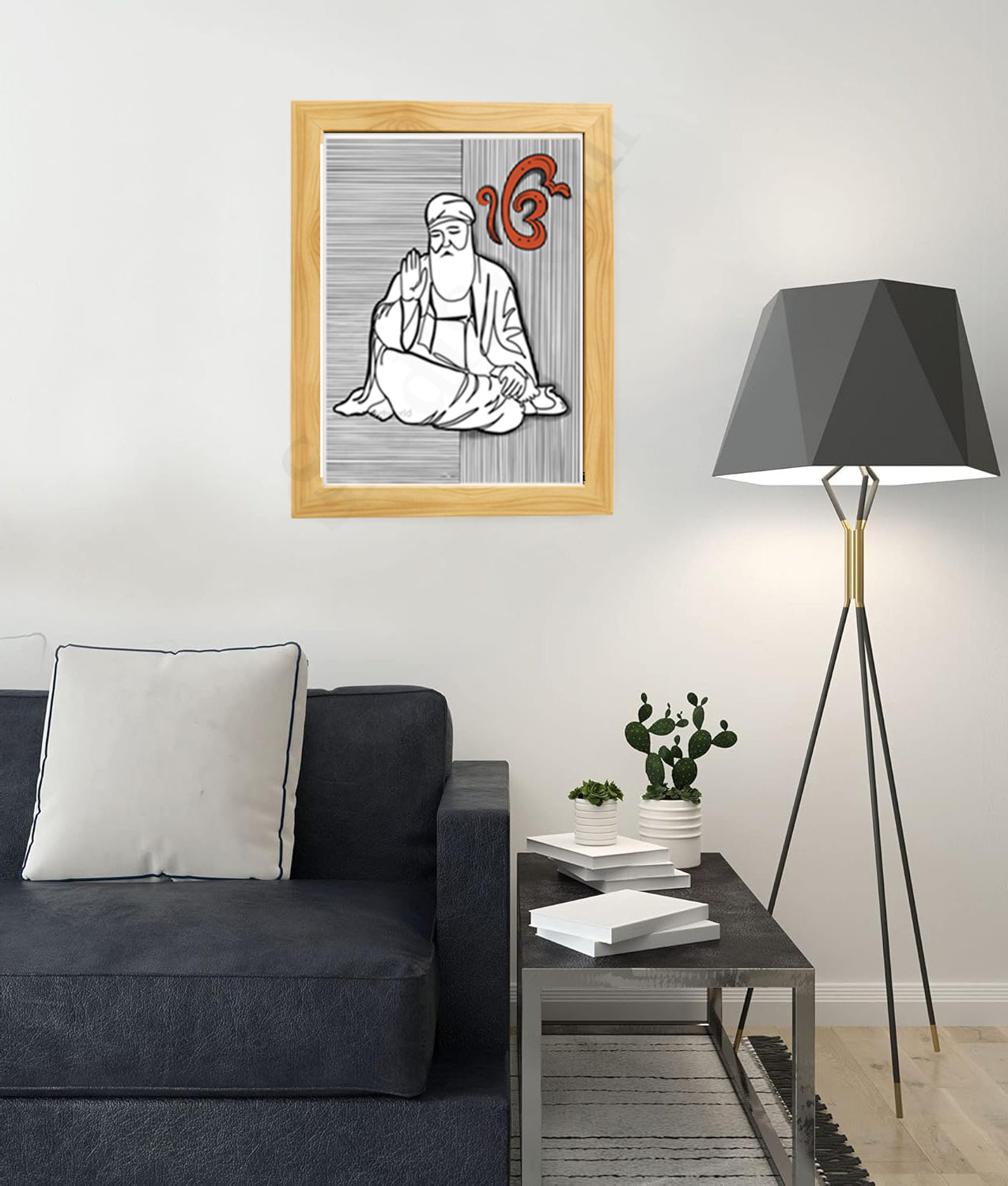 SaadiSikhi SikhArt Print I Sikh Guru Wall Art Poster I Punjabi Sikh Religious Home Wall Décor I Sikhism Painting I Sikh 10 gurus I Sikhism I Wall Art Frame I with Self Adhesive Hook (Baba Nanak ji (Design-1)