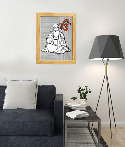 SaadiSikhi SikhArt Print I Sikh Guru Wall Art Poster I Punjabi Sikh Religious Home Wall Décor I Sikhism Painting I Sikh 10 gurus I Sikhism I Wall Art Frame I with Self Adhesive Hook (Baba Nanak ji (Design-1)