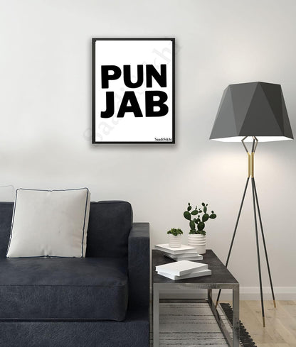 SaadiSikhi I Punjab PUN JAB Hip-Hop Desi Indian Wall Poster Print I Sikh Wall Art I Typography Art I City Name Home Decor I Sikh Gift Ideas I Wall Art Frame I with Self Adhesive Hook